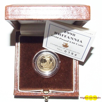 (image for) 1998 Gold Proof 1/10th oz Britannia